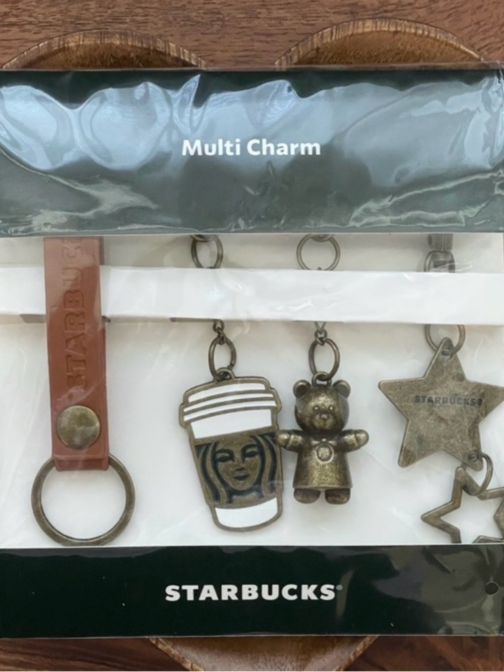 NWT Starbucks 2025 Exclusive Charm Keychain Set Antique Brass Multi Charm